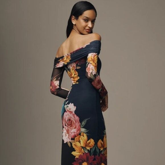 AFRM Praya Off-The-Shoulder Mesh Midi Dress SMALL - Picture 4 of 9